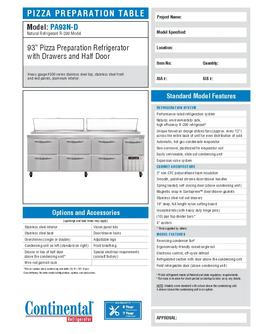 continental-refrigerator-pa93n-d-refrigerated-counter-pizza-prep-table-spec-260412dfs8fe.pdf